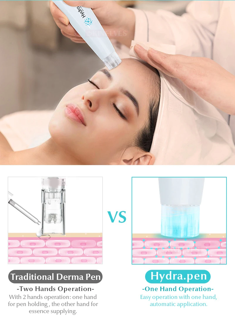 Hello Face-pluma Hydra inalámbrica H2, pluma profesional con microagujas, aplicador de suero automático Hydrapen con 2 cartuchos