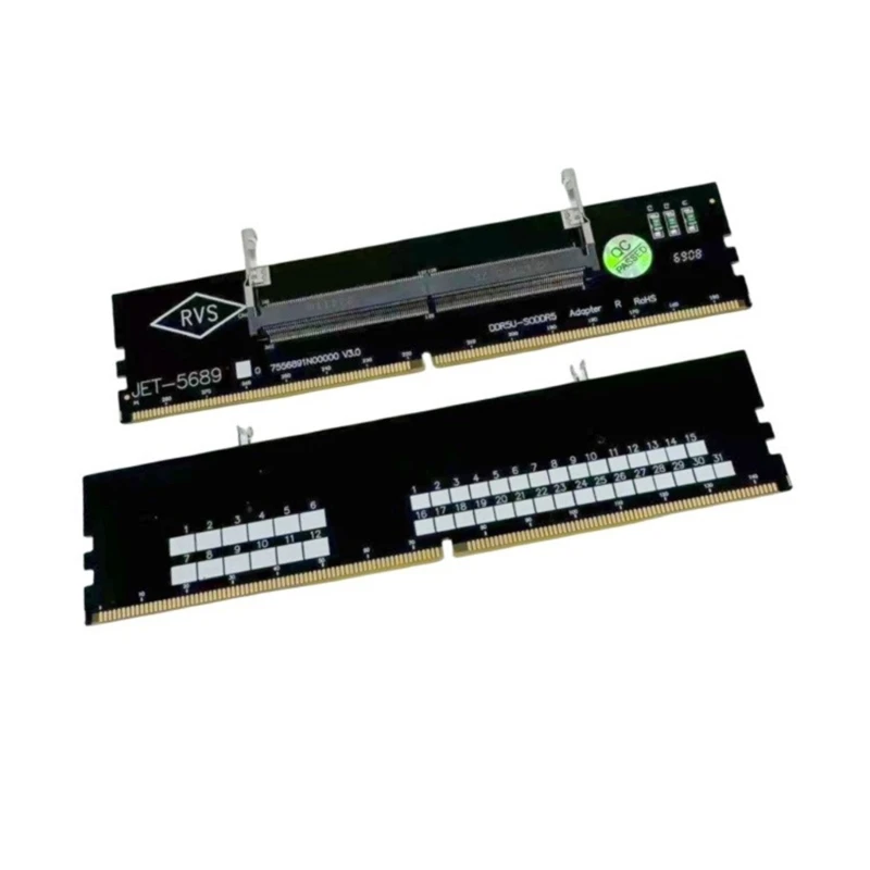 DN59 อัพเกรดแล็ปท็อป DDR5 หน่วยความจำ SO DDR5 UDIMM Desktop Adapter Card เครื่องทดสอบหน่วยความจำ SO DDR5 to DDR5 UDIMM Converter