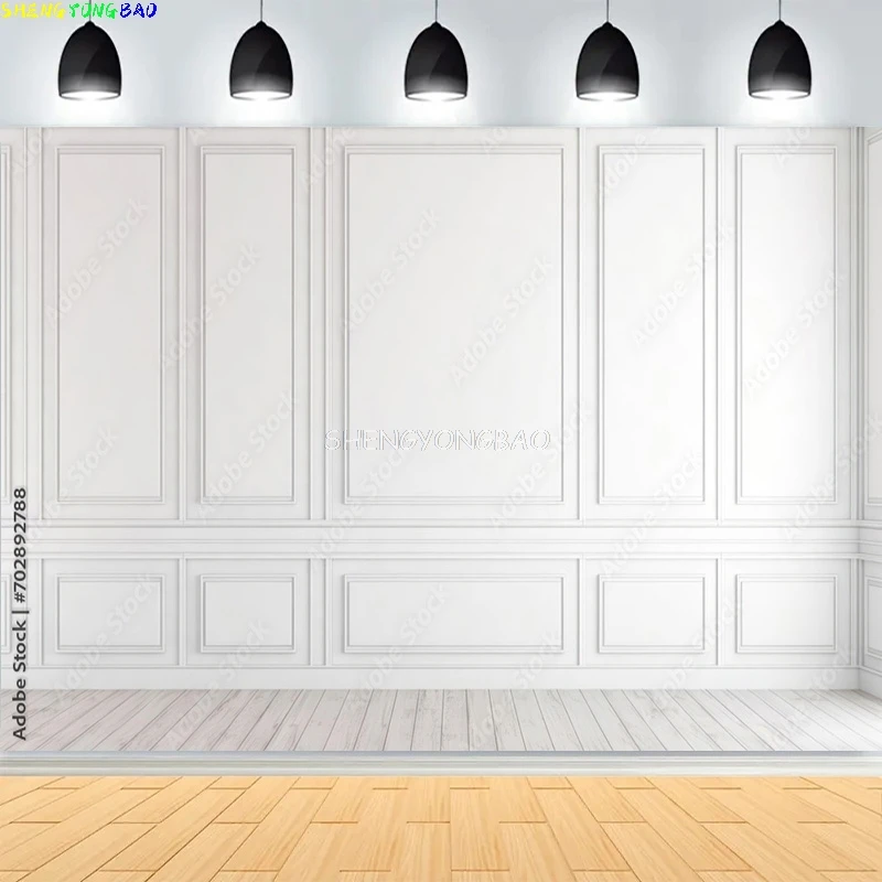 Luxury Classic Interior Wall With Mouldings Photography Backdrops European Vintage Wood Wedding Photo Studio Background DX-03