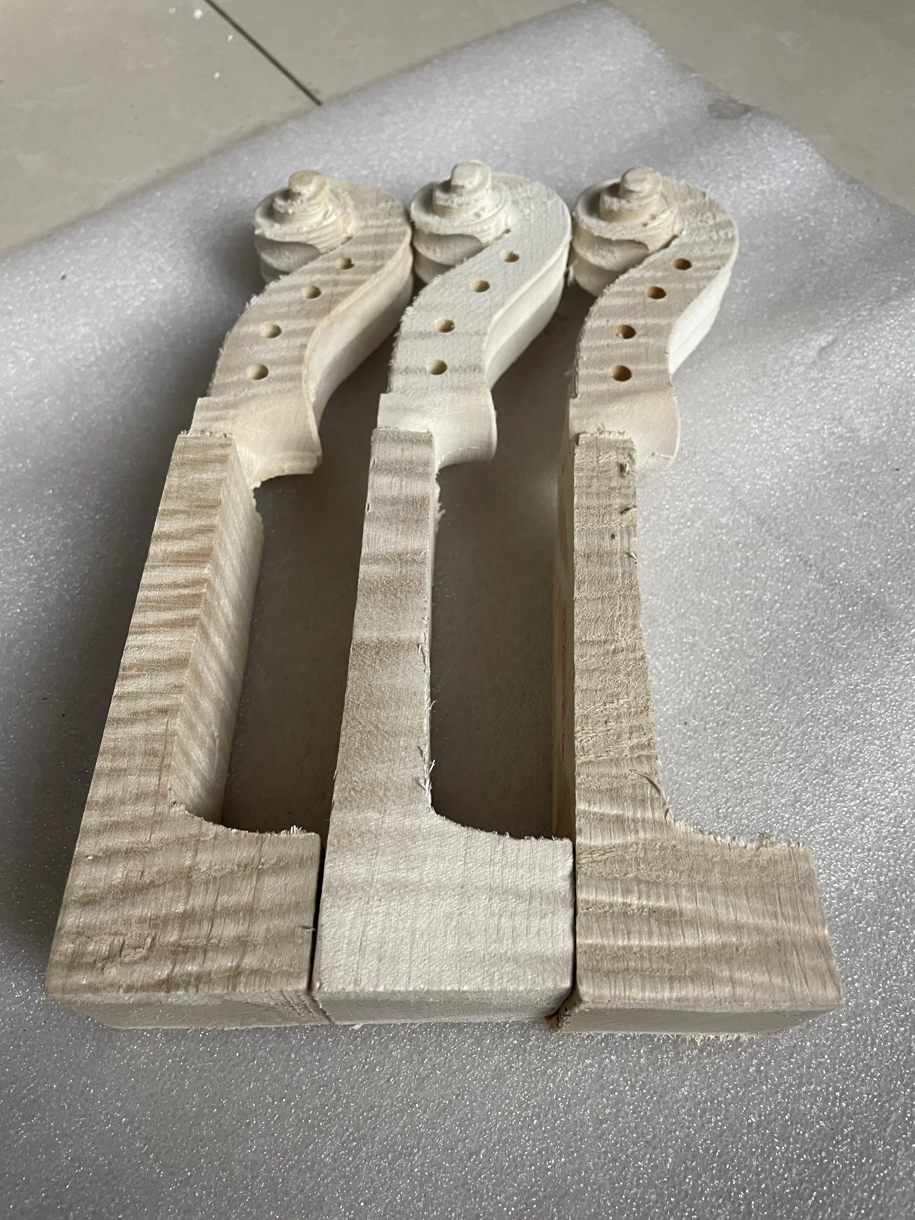 Natural Flame Maple Violin Head, White Violin Neck, Unfinished DIY Part, New Good Flamed, 1 PC