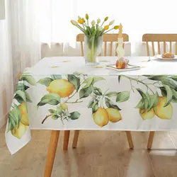 Spring Summer Lemon Fruits Printed Waterproof Tablecloths Holiday Party Decor Washable Rectangle Table Cloth Dining Table Decor
