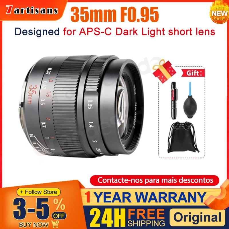 ·7artisans 35mm F0.95 Portrait MF Large Aperture Lens for Sony E A6600 Fuji FX for Canon EF-M M6 Nikon Z Z9 M4/3 Mount DC-S1