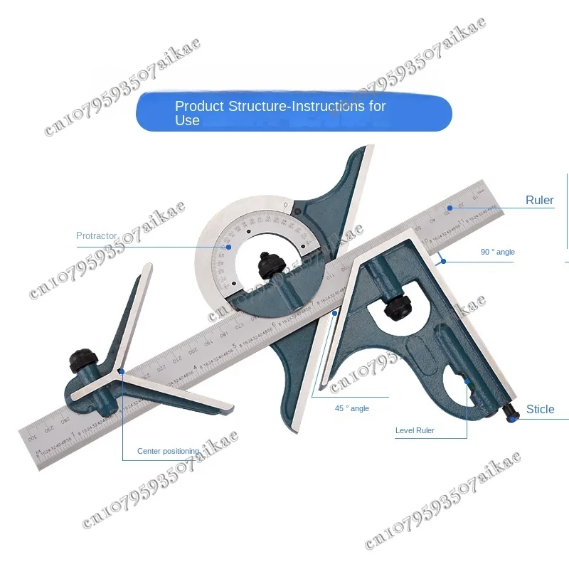 180 degrees, combined angle ruler, multi-function, woodworking angle ruler, with level, protractor, decoration measurement tool