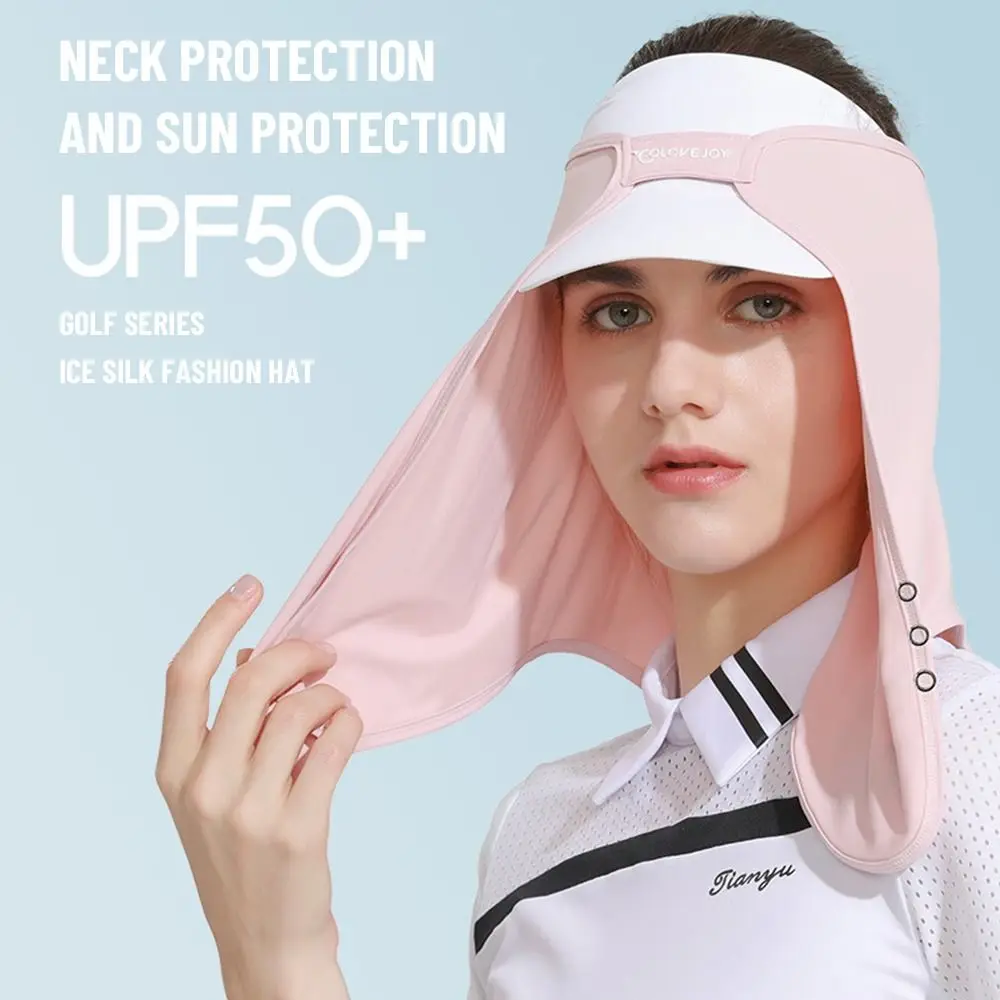 Summer Ice Silk Sun Hat Neck Cover Outdoor Sports Cycling Face Protector Sunshade Breathable UV Protection Bucket Cap Casquette