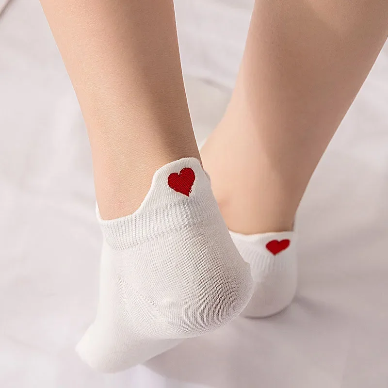 Fashion Socks Woman 2022 New Spring 1 Pair Ankle Socks Girls Cotton Color Novelty Women Fashion Cute Heart Casual Socks Lady