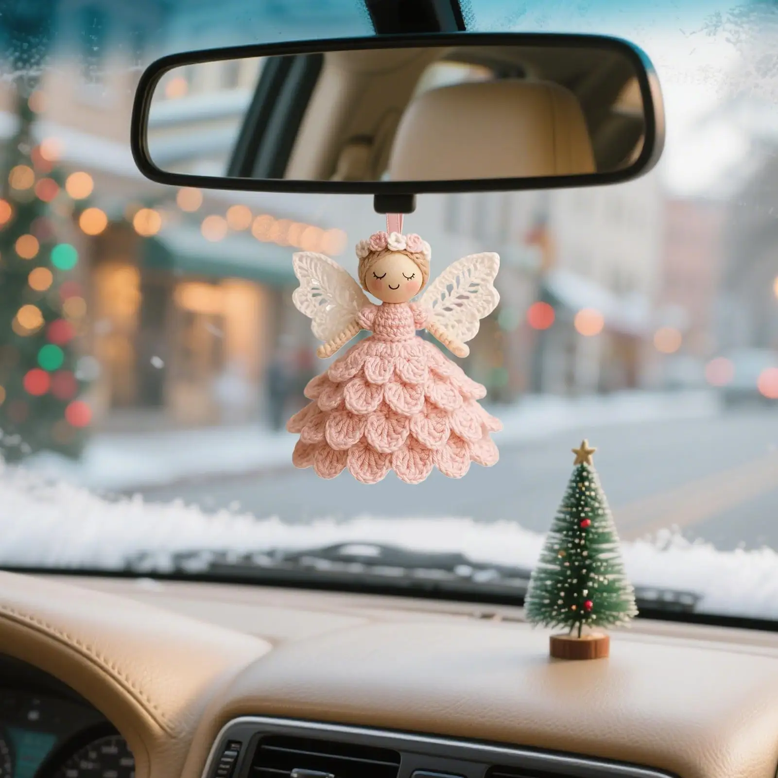 زخرفة الملاك اليدوية زينة قابلة لإعادة الاستخدام لعبة الكروشيه دمية الملاك زينة لشجرة عيد الميلاد عيد ميلاد عطلة الفتاة هدية