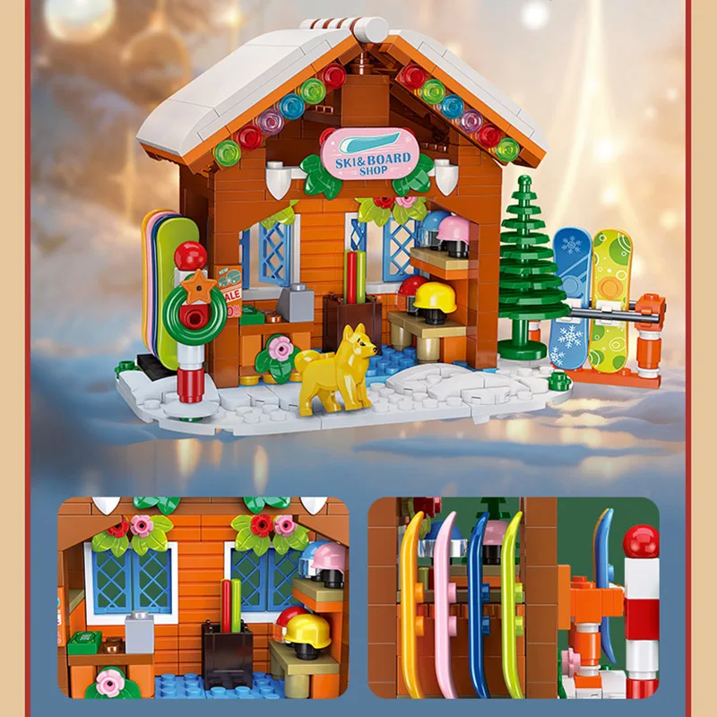 Casa di Natale Albero Treno Mini Building Blocks Set Decorazione creativa del festival Mattoni Kit fai da te Giocattoli Ragazzi Bambini Regali di buon Natale