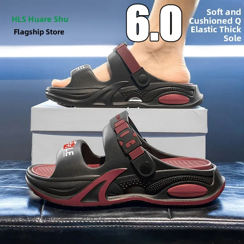 

Men's Summer Thick Bottom Sandals Outdoor Anti-Slip Driving Two-Purpose Large Size Beach Slippers Comfortable Wear EVA Material