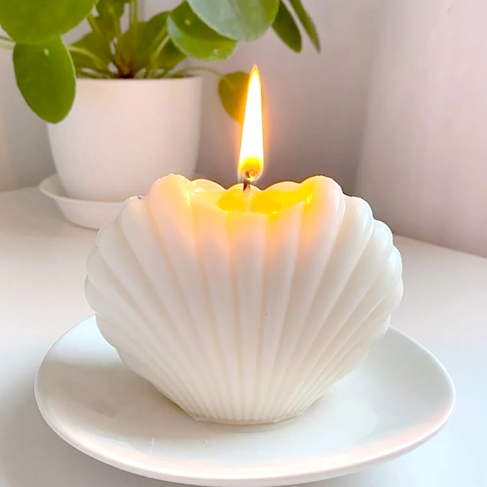 DIY Shell Candle Mold Aromatherapy Candle Plaster Mold 3D Marine Shell Silicone Scallop Soap Mold Handmade Home Craft Decoration