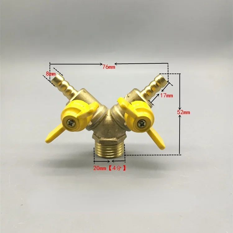 6mm 8mm 10mm 20 Hose Barb Y Type Three 3 Way Brass Shut Off Ball Valve Pipe Fitting Connector Adapter For Fuel Gas Water Oil Air