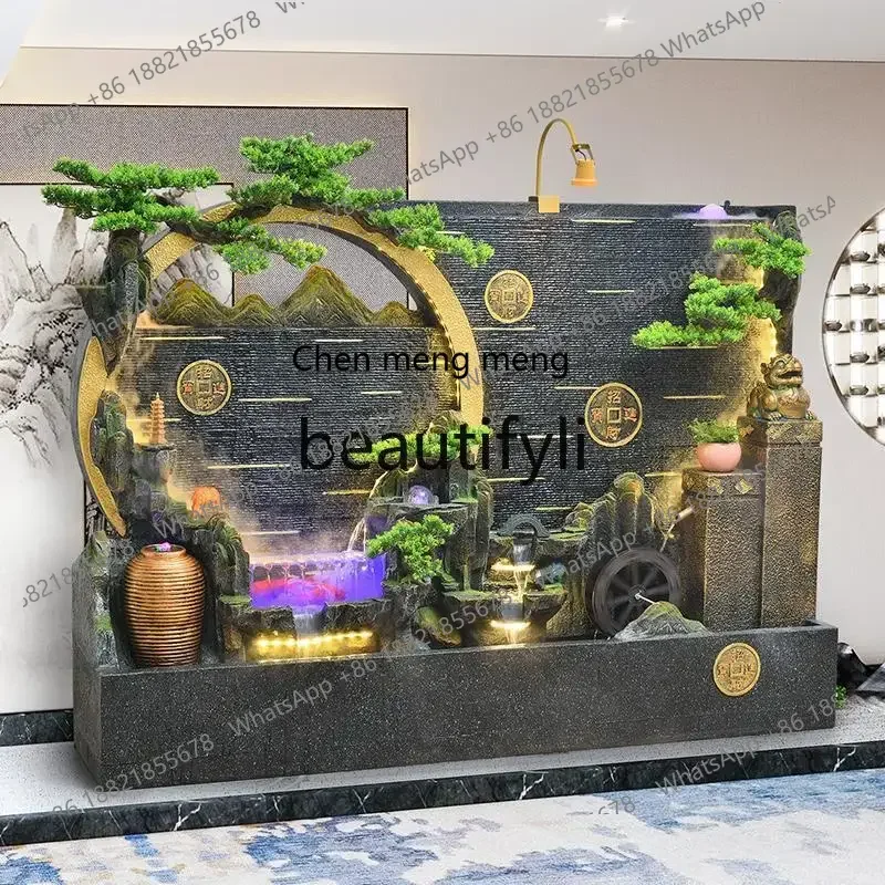 N178 G Water curtain wall flowing water screen indoor living room lucky floor rockery waterscape fountain ornament circulation