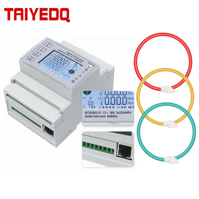 TAC4371CT-RC Ethernet Interface Energy Meter Modbus TCP Bidirectional 230VAC With 3PCS Rogowski RS485