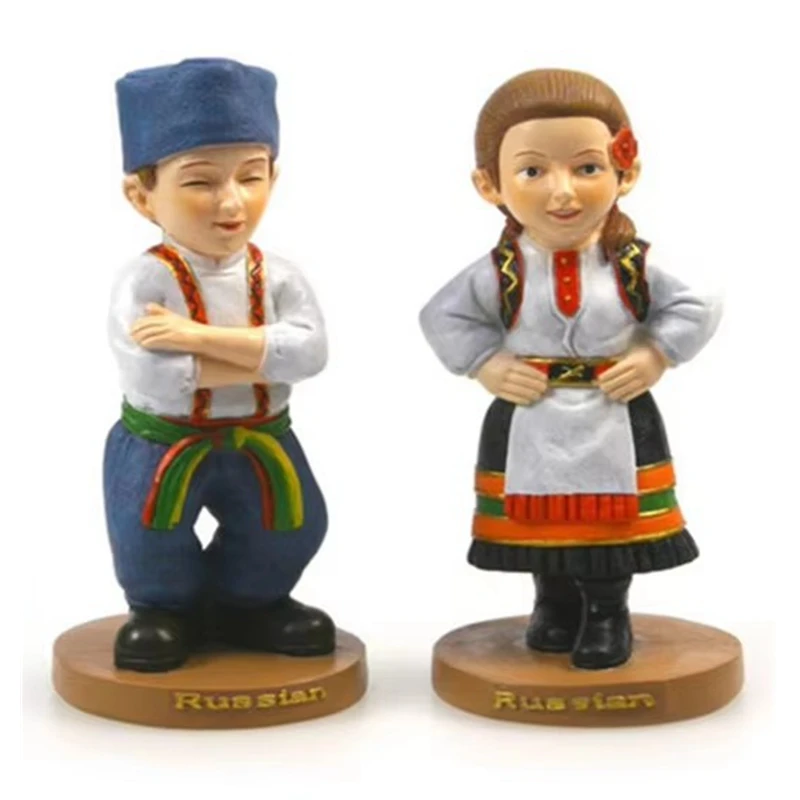 Russia National Costumes Creative Resin Crafts World Celebrity Statue Tourism Souvenir Gifts Collection Home Decortion