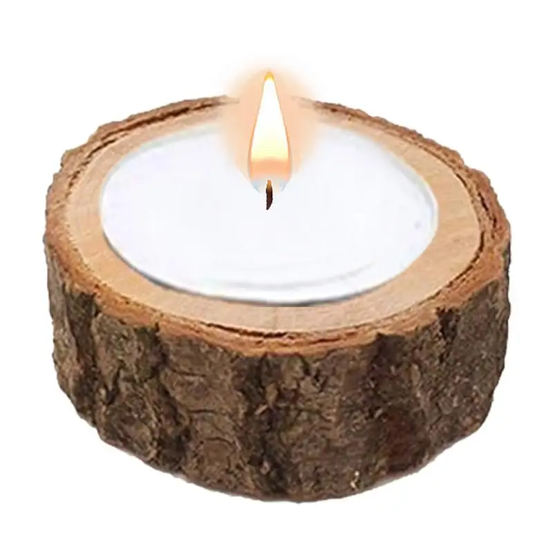 

Wooden Tealight Candle Holders Rustic Small Candle Holders Compact Tree Branch Table Decor Candle Tree Stump Candlesticks For