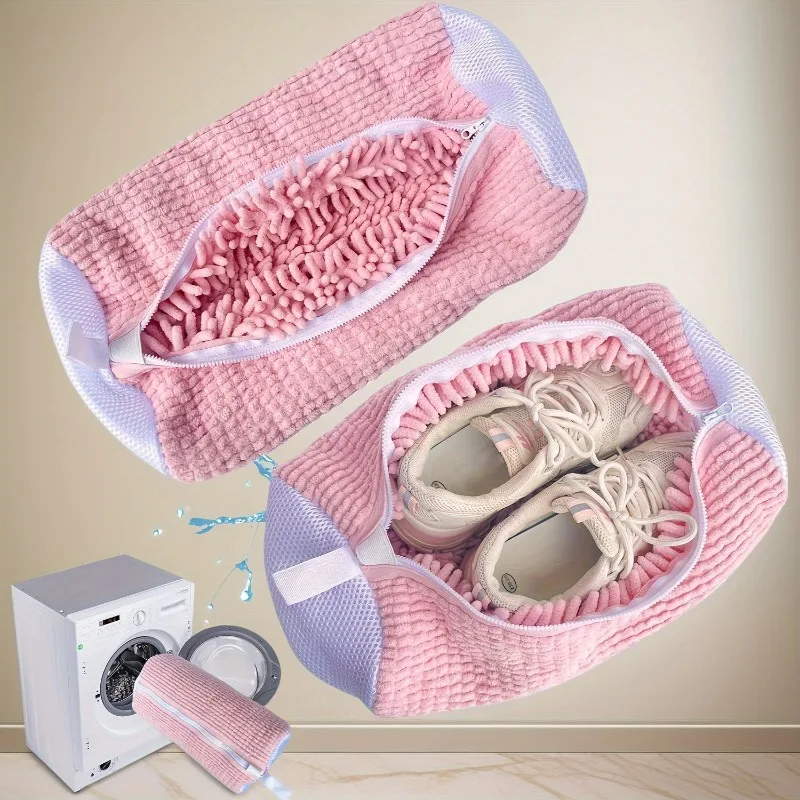 1PC Shoe Wash Bag for Washing Machine & Dryer, Reusable Durable Zipper Sneaker Laundry Bag, Tennis Shoe Cleaner Fits All Shoes