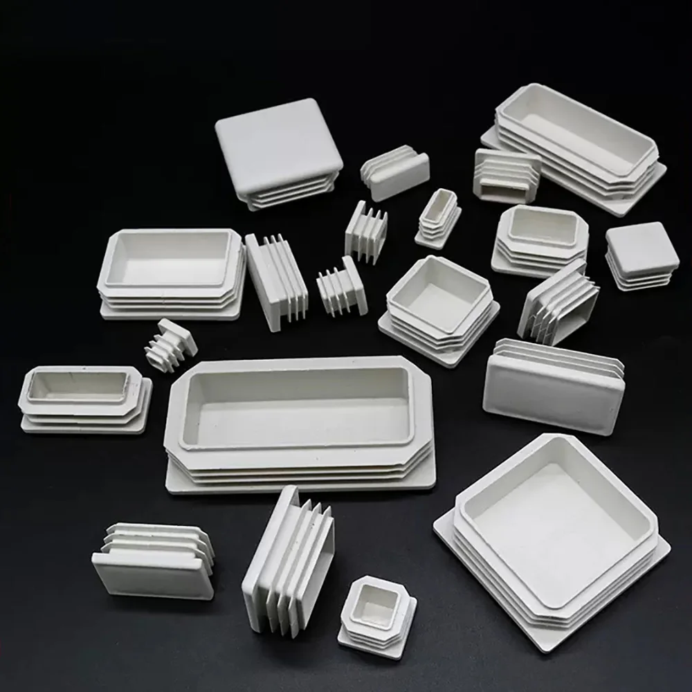 2/4/10/20pc Furniture Leveling Blanking End Cap Chair Table Leg Socks Plugs Cover Caps Square Rectangle White Plastic Inner Plug