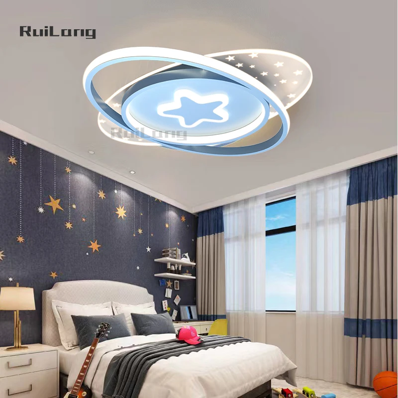 Cartoon Led Star Ceiling Lamp For Children's Girls Room Bedroom Study Kids Baby Boys Room Chandelier Planet Stars Ceiling Lights