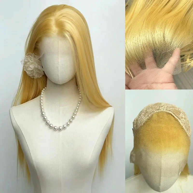 Everbright Store Gold Universal Hand Hook Cos Hair Embryo Collection 13 × 4 Large Lace Hand Hook High Temperature Silk Wig