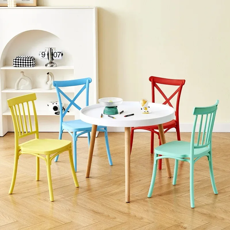 

5 Psc Children's Windsor Chairs Home Leisure Dining Chairs Plastic Backrest Chairs Office Reception Waiting Chair Children Chair