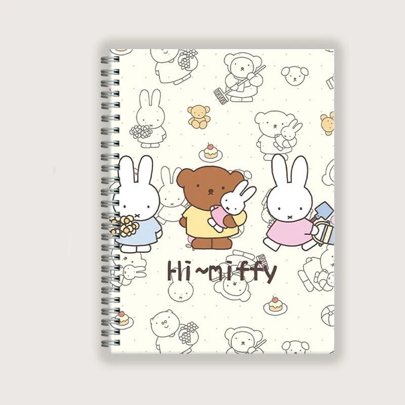 Блокнот Miffy Kawaii с желтым цветочным принтом, мягкая обложка, форматы A4, A5, B5, с линовкой, без линовки, в клетку, для рисования, с откидной обложкой, для индивидуального оформления, для ежедневного письма.