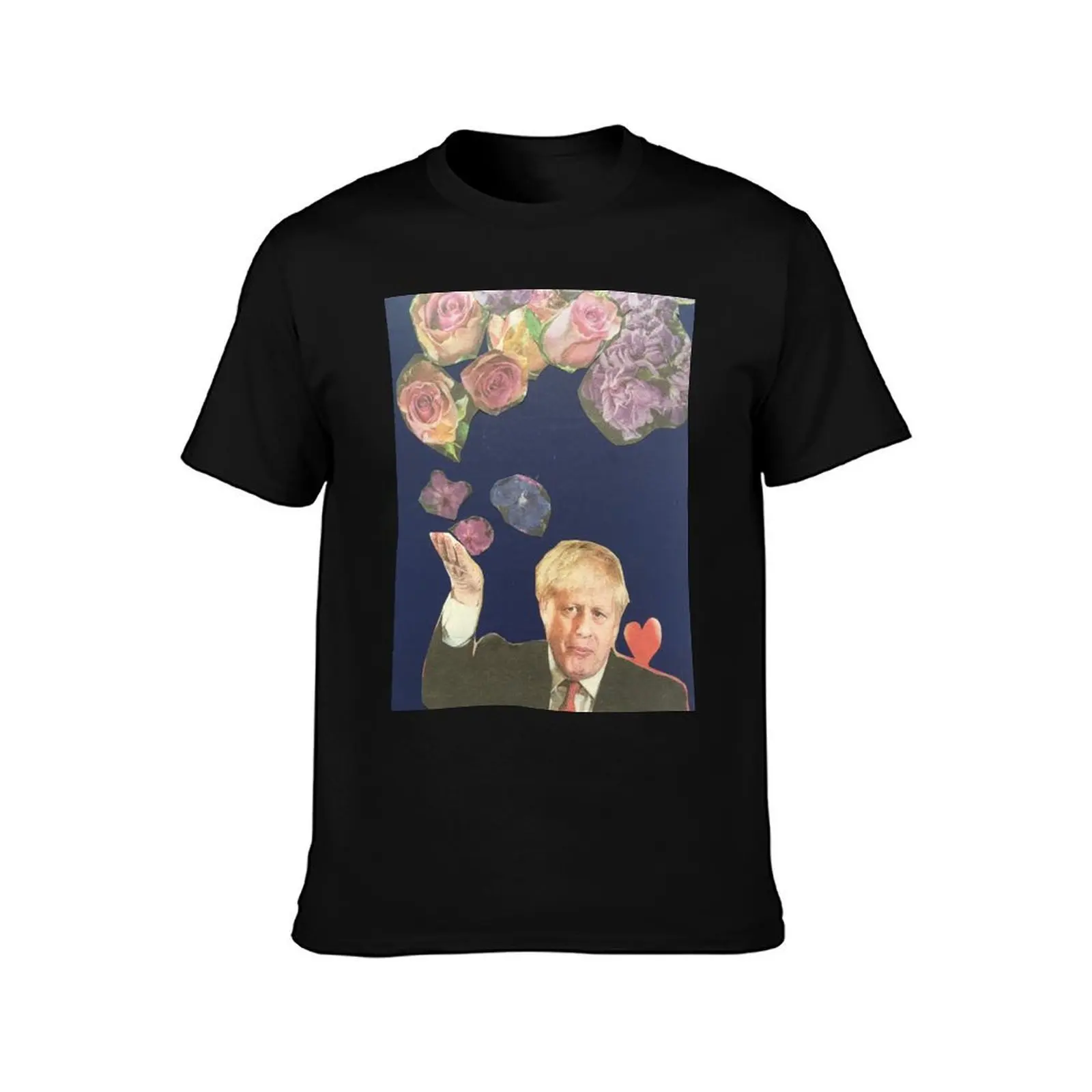 Boris Johnson and flower T-Shirt, Summer Casual Cotton Tee, Oversized Streetwear Tops, Vintage Graphic Print, Unisex Men Women