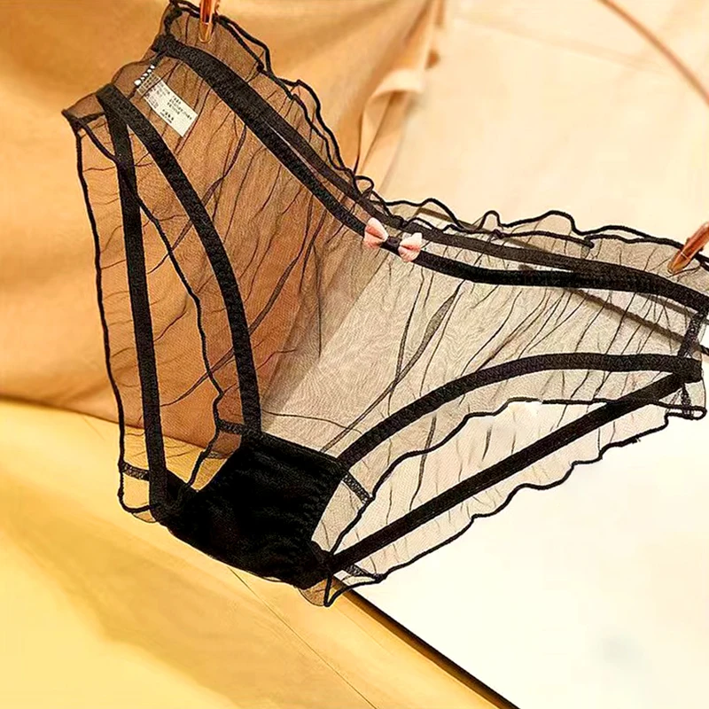 الأكثر مبيعا! ملابس داخلية مثيرة من الدانتيل للنساء سراويل شبكية قابلة للتنفس مع فيونكة مريحة متوسطة الخصر سراويل داخلية غير مرئية بدون خياطة