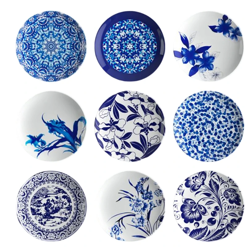 Chinese Blue and White Porcelain Ceramic Wall Decoration, Dining Room, Sofa Background, Wall Storage, Fashion Decoration