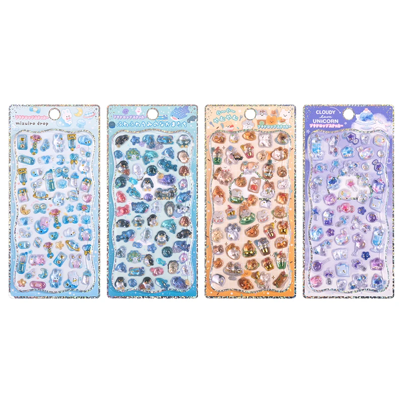 1 قطعة/4 قطعة الكرتون ثلاثية الأبعاد قطرة الإغاثة ملصقات أرنب صغير حيوانات البحر القطط سكرابوكينغ Diy بها بنفسك مجلة لطيف القرطاسية المدرسية ملصقات