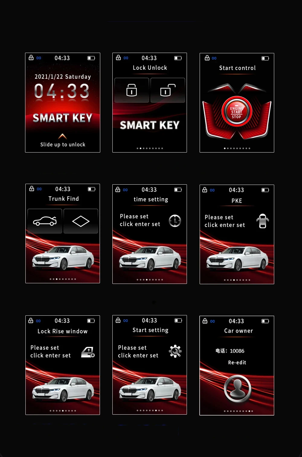 Fit Start Stop Engine Car Universal Modified Smart Remote Key LCD Screen TK800 For Audi/BMW/Ford/Mazda/Toyota/Porsche/Honda/KIA