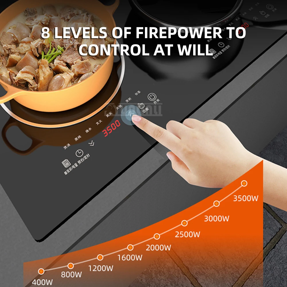 

Двойная вогнутая индукционная плита + керамическая плита Интеллектуальные плоские варочные панели Встроенные электронные элементы Hogar