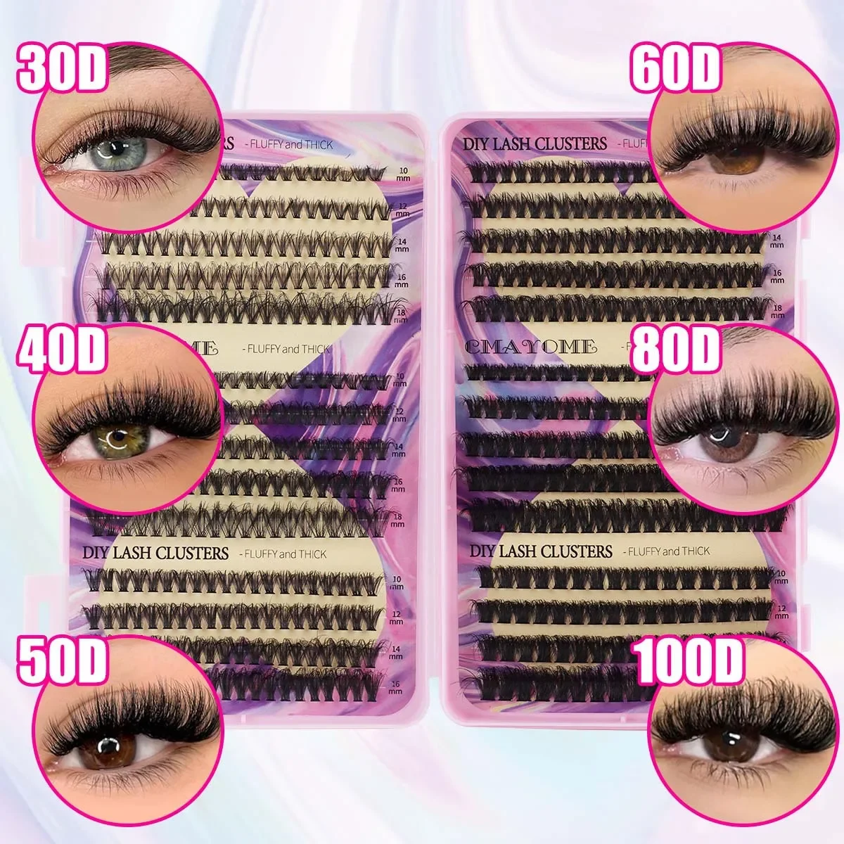 DIY Segmented D-roll Mixed False Eyelashes, Single Tuft of Hair, Dense Curling Mother Feeling, Large Capacity Eyelash Book