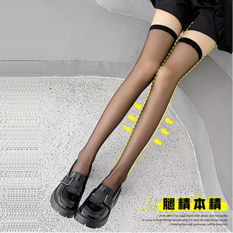 Calcetines transparentes hasta la pantorrilla, calcetines negros de terciopelo, medias japonesas de compresión finas para primavera y verano, medias de otoño a media pantorrilla A8