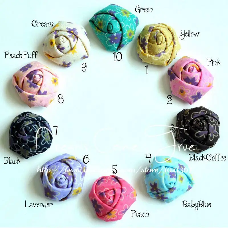 

200pcs/lot 1.4" 10Colors Vintage DIY Cute Mini Artificial Rolled Rose Fabric Flowers With FlatBack For Girl Headwear Accessories