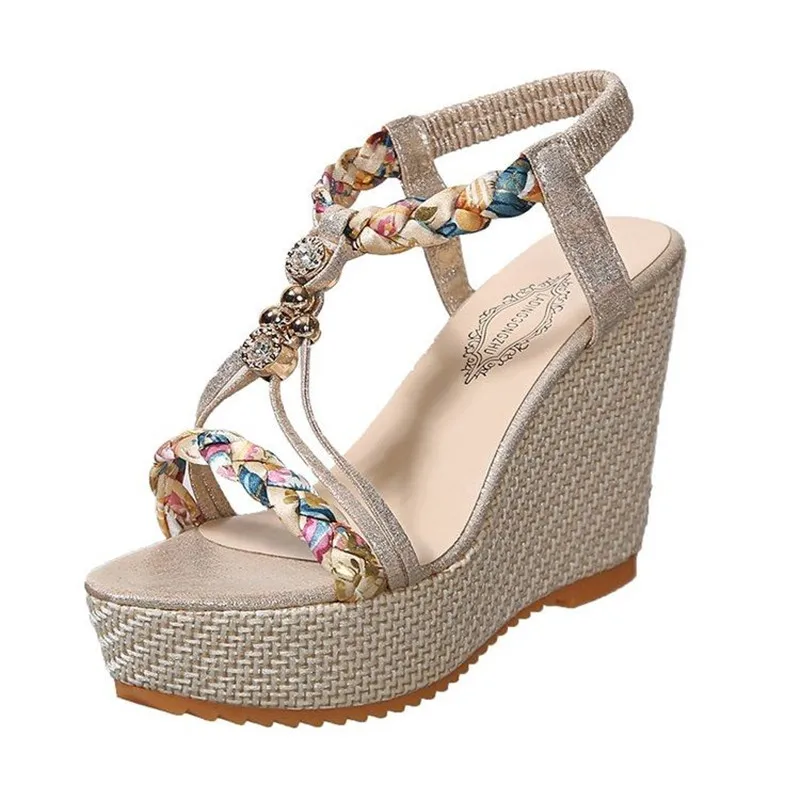 

Women's Chunky Wedge Sandals 2026 New Summer Women 10cm Height Platform Sandals Female Bohemian Fairy Wind Sandals Euro-American