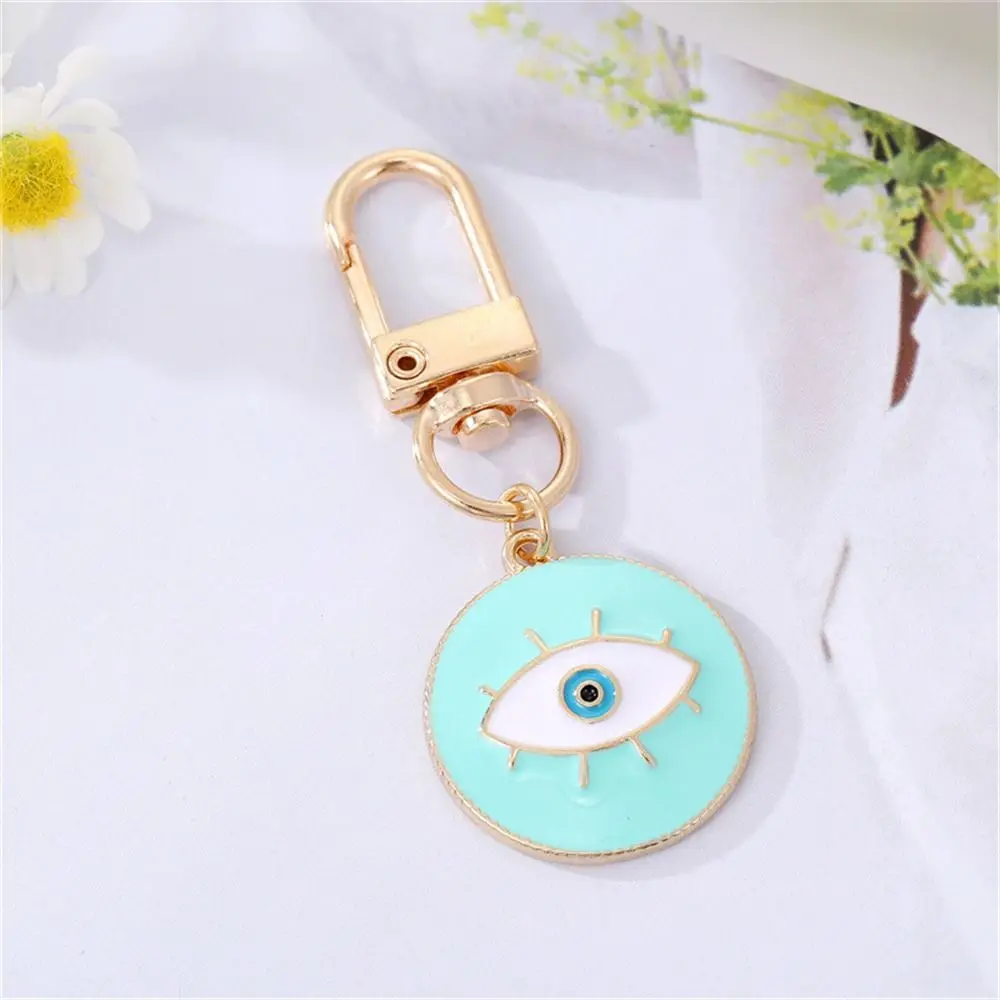 Lucky Turkish Evil Eye Keychain Retro Round Key Holder Blue Eye Keyring Enamel Pendant Metal Lucky Eye Pendant Friends Couples