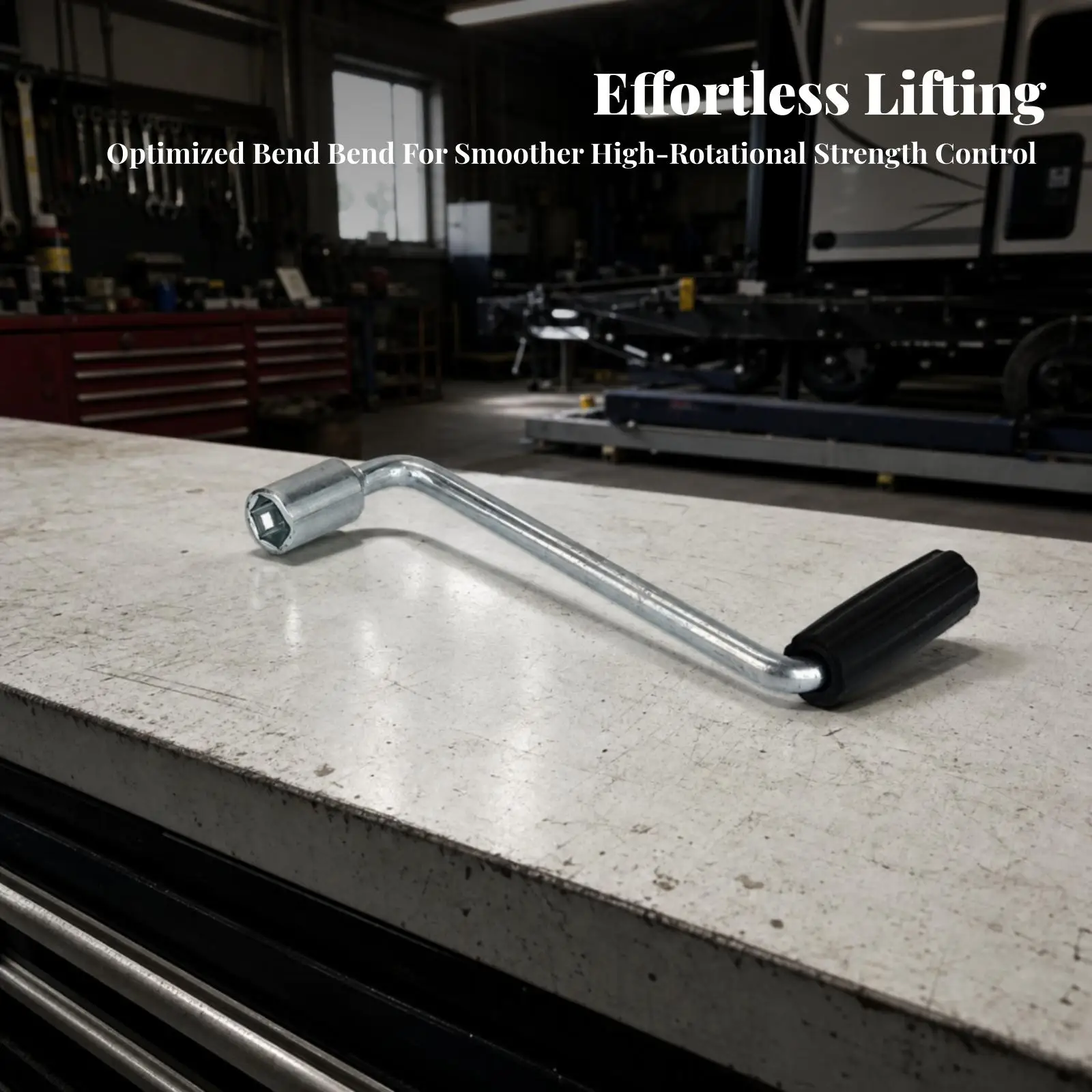 Galvanized Trailer Stabilizer Jack Crank with Ribbed Grip Manual Lift Handle for RV Camper Leveling Support