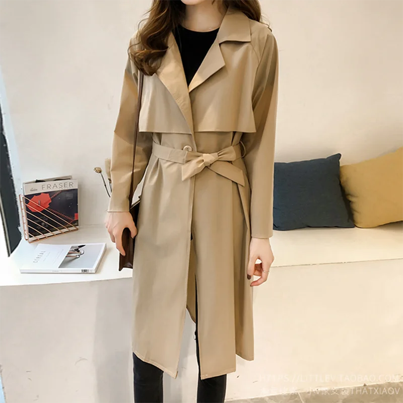 

New Spring Autumn Long Women Trench Coat Belted Women's Wind Breaker Loose Coat Lady Outerwear Fashion 4XL A281