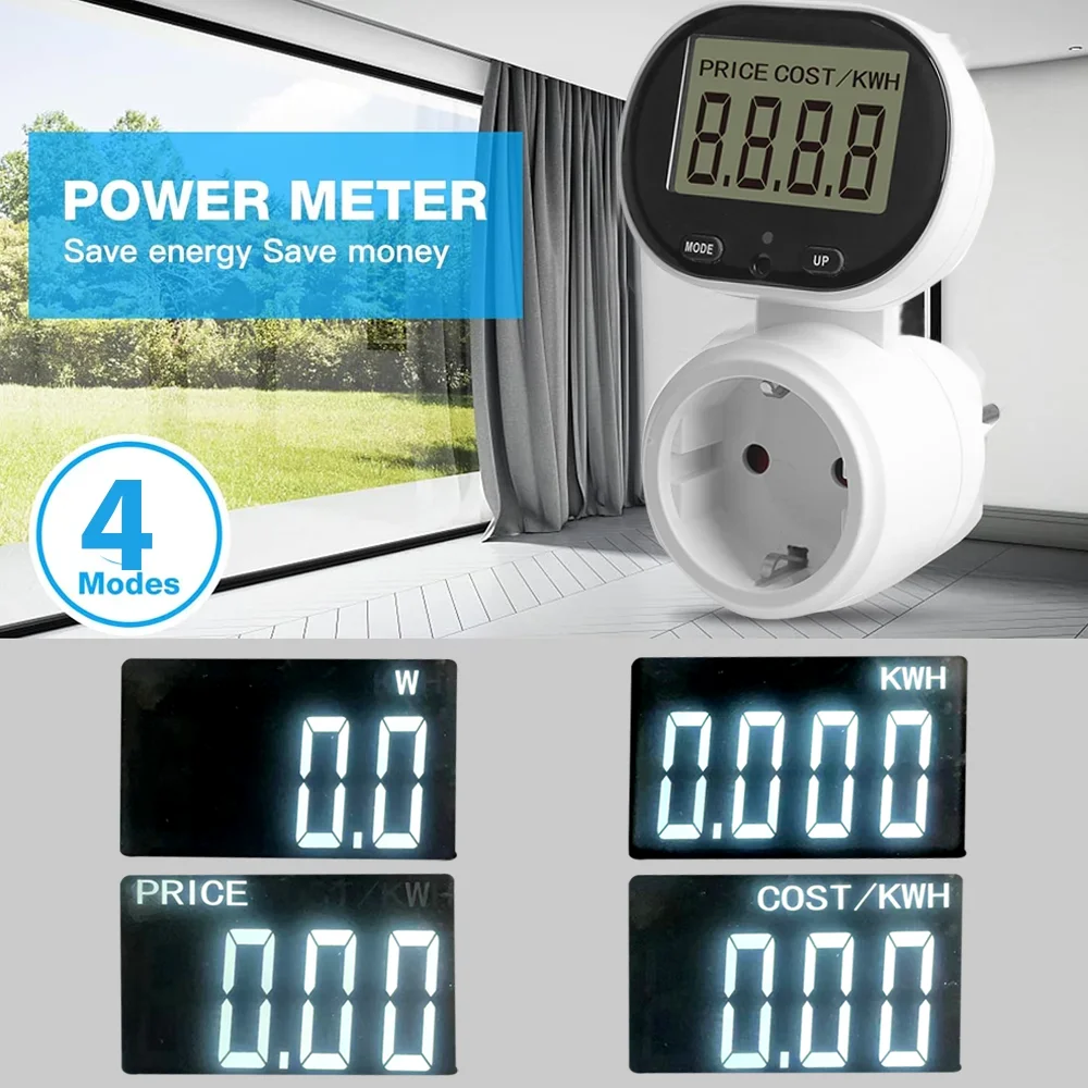 Jianshu Energiekostenmesser, Wattmeter, 16 A, Energie, Stromverbrauch, Steckdose, Stecker, 220 Volt, Wattmeter, Leistungsmesser, 3685 W