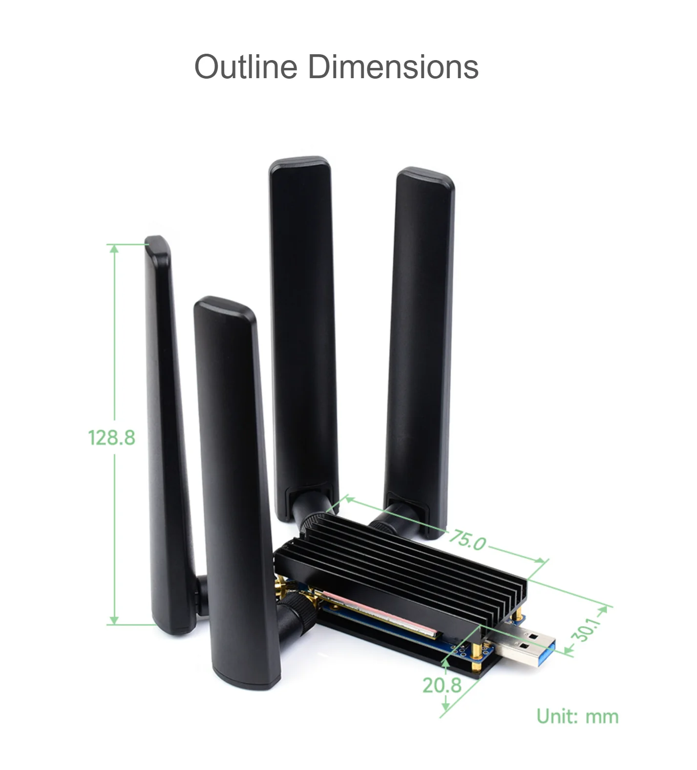 5G DONGLE Modul Quad Antennen USB 3,1 Port Aluminium Legierung Kühlkörper M.2 Schlüssel B Interface