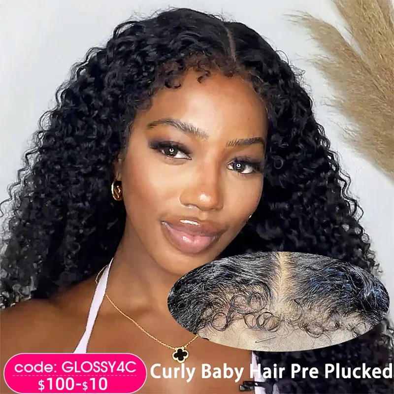 Afro Kinky Curly 13X6 Hd Human Hair Glueless 13X4 4C Edges Lace Front Wigs For Women 30 Inch Deep Wave Frontal Wig On S MN12