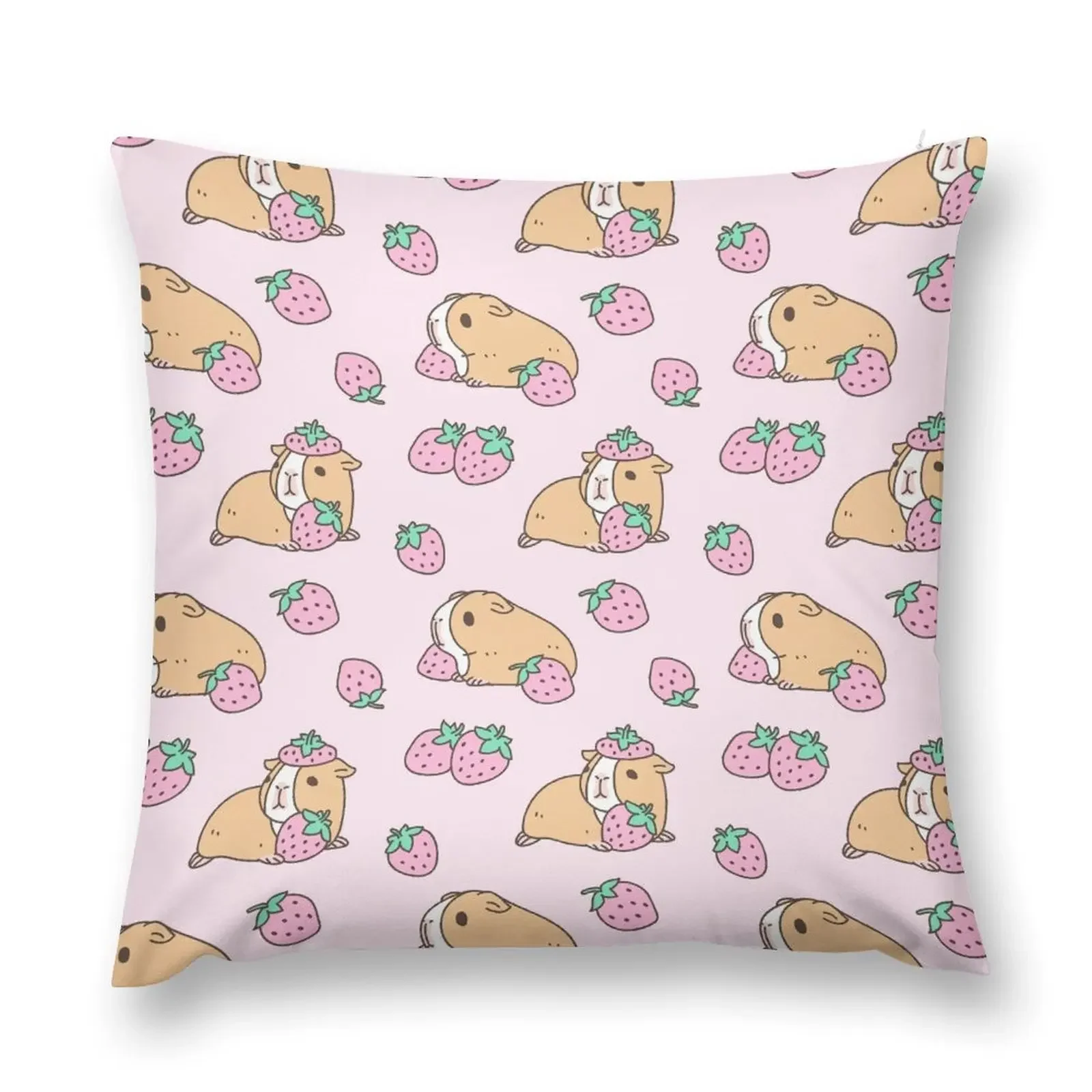 

Pink Guinea Pig and Strawberry Pattern Throw Pillow Luxury Sofa Cushions Couch Cushions pillow