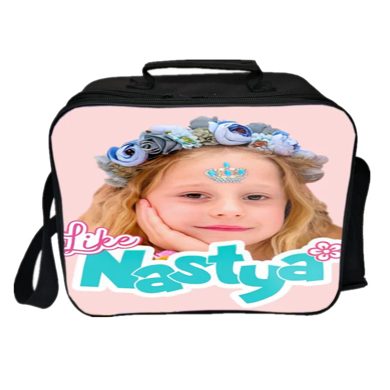 

Portable Lunch Bag Like Nastya Print Food Thermal Box Waterproof Office Cooler Lunchbox Student Storage Insulated Case Kids Gift