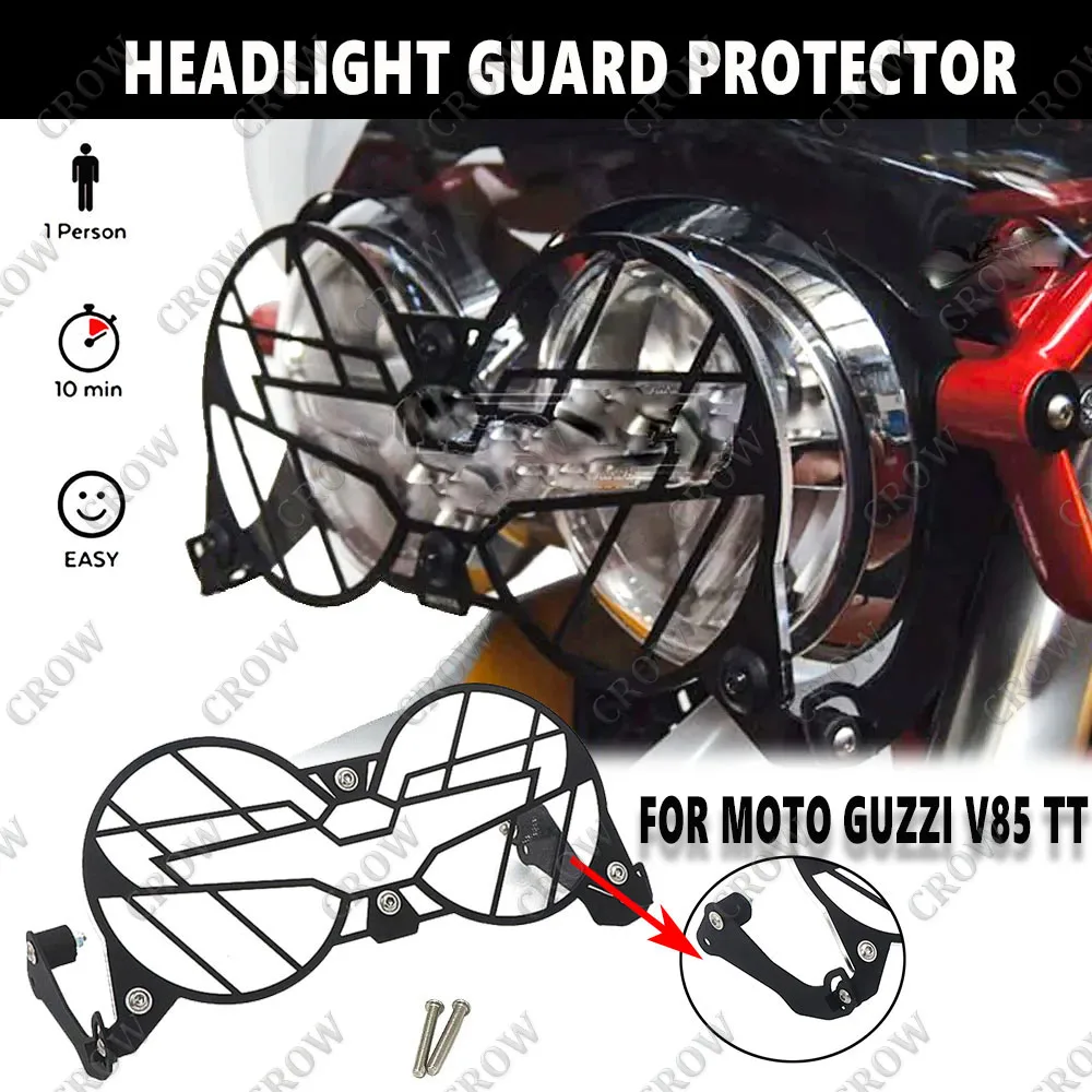 

Motorcycle New Folding Headlight Head Light Guard Protector Grill Double Protection Cover Grille headlight For Moto Guzzi V85 TT