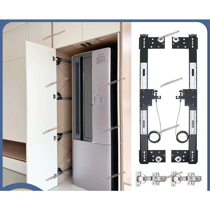 Hidden Folding Revolving Door Slides for Wardrobe, Telescopic Side Mounted Inverted Cabinet Rails Hardware