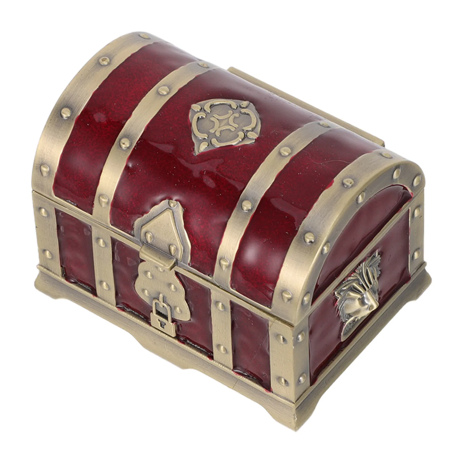 

Маленький декоративный сундучок для драгоценностей с замком, темно-красный, в европейском винтажном стиле, настольный органайзер для колец