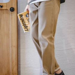 Maden Vintage Raw Denim Selvedge Jeans 11.7OZ Straight Fit Tapered Jeans Men's Solid Color Khaki Pants Streetwear Trousers