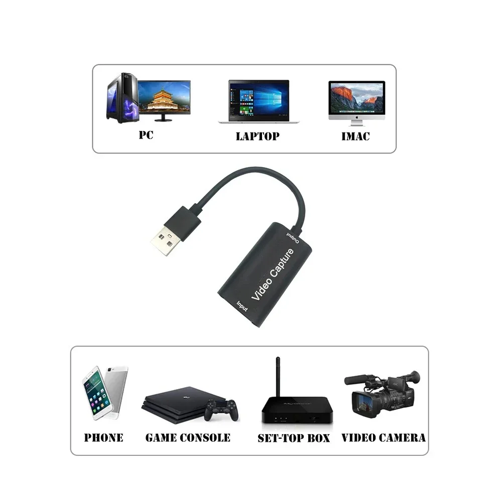 Mini HD 1080P HDMI-compatible To USB 2.0 Video Capture Card Game Recording Box for Computer Youtube OBS Etc. Live Streaming