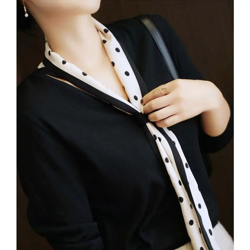 Spring Autumn New V-neck Long Sleeve Sweater Women Solid Color Patchwork Lacing Pullovers Elegant Comfortable Knitting Chic Top