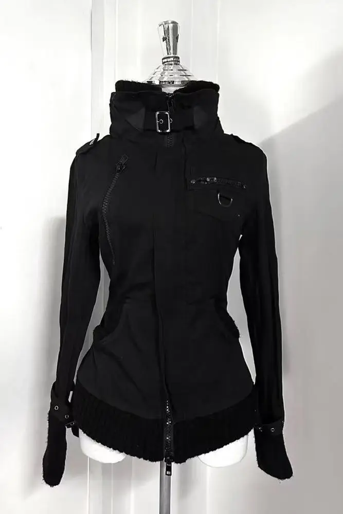 Dark Domain Charge Retro Gothic Cla-Style Dark Techwear Short Jacket - Waist-Cinching Design for Daily Commute