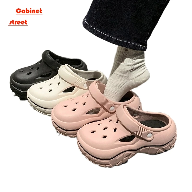 

Women's Summer Simple Solid Color Fashion Soft Sole Tire Pattern Wear-resistant Thick Sole Outdoor Beach Slippers Women Sandals